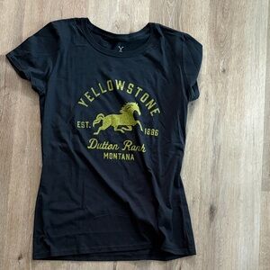 Yellowstone Navy Women’s Tee with Gold Lettering